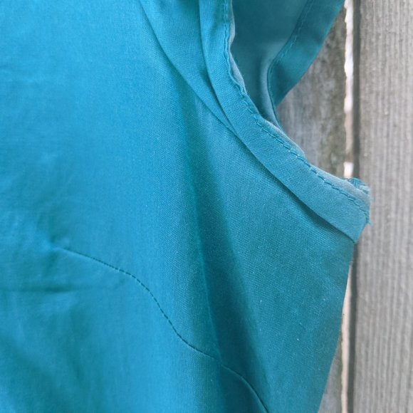 Talbots Teal Ruffle Neck Cotton/Silk Blouse - Sz 8 - Picture 5 of 12